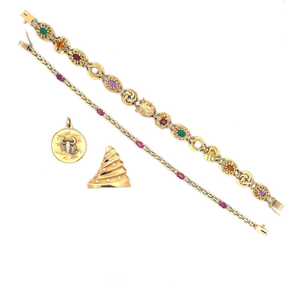 14K Gold Slide Bracelet, Diamond Enhancer Ruby Bracelet (1 of 5)