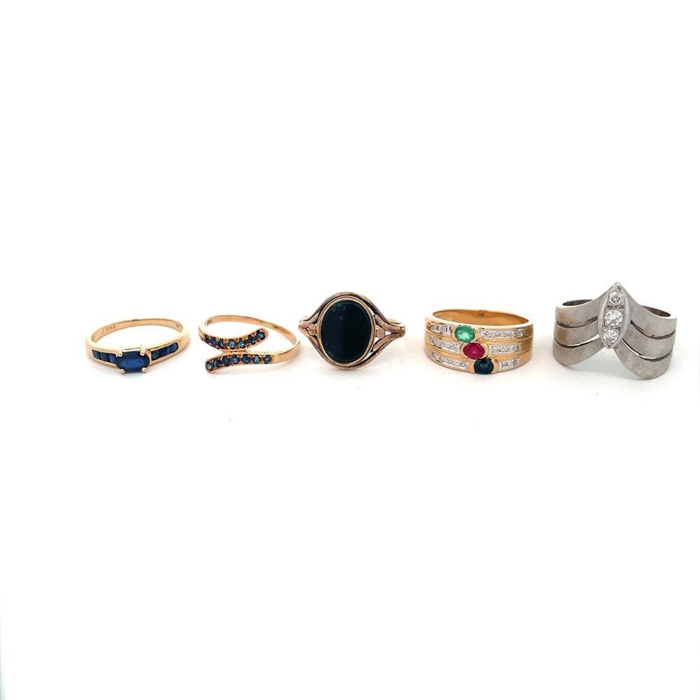 Five 14K and 10K Gold Vintage Gemstone Rings (1 of 6)