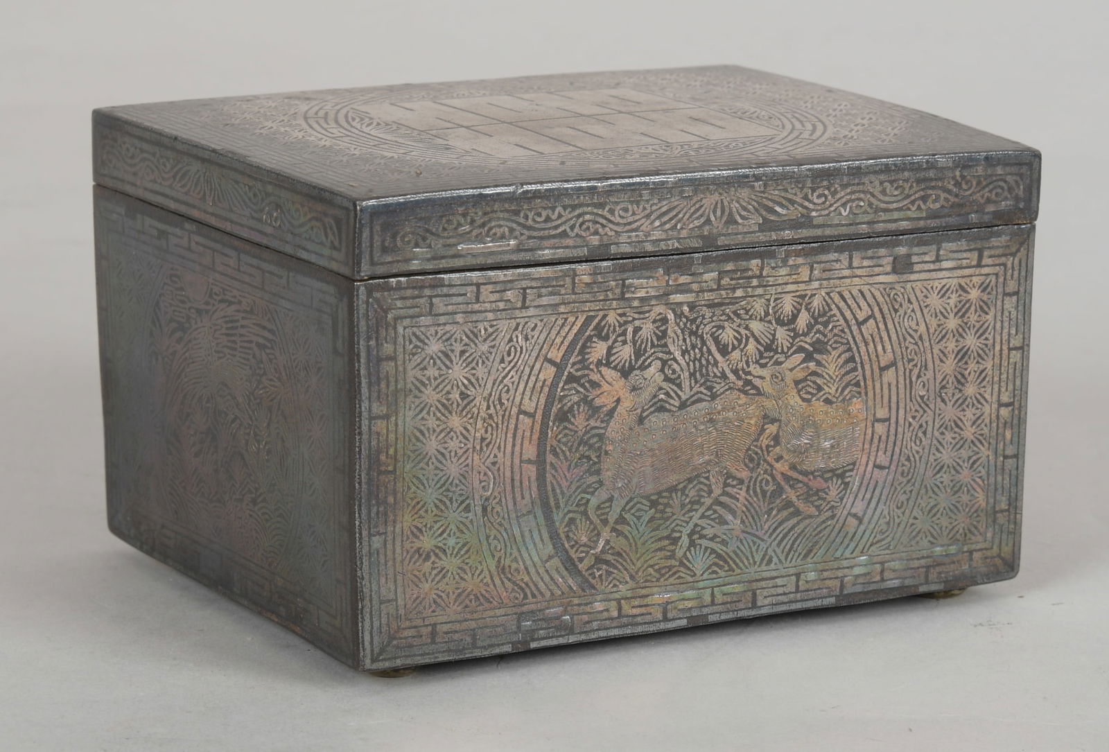 A Korean Silver Inlaid Iron Box (1 of 7)