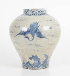 A Large Korean Blue and White Jar, Joseon Dynasty