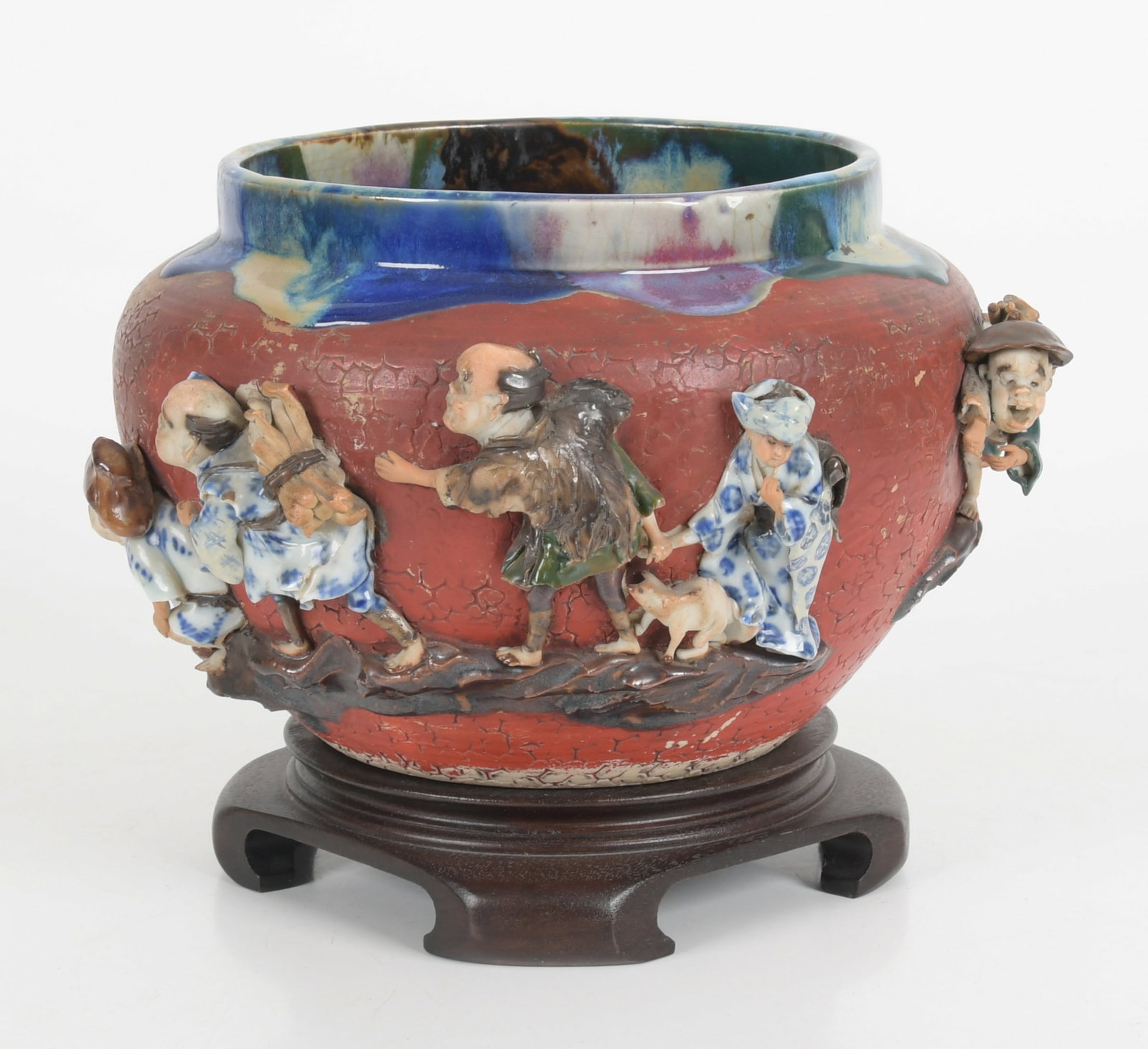 A Japanese Sumida Gawa Pottery Jardiniere (1 of 8)