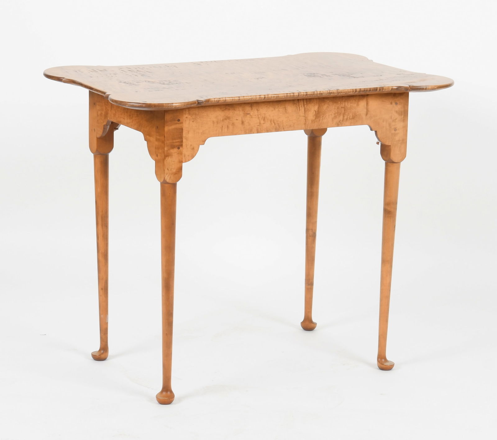 Bench-Made Queen Anne Style Tiger Maple Porringer-Top Table (1 of 7)