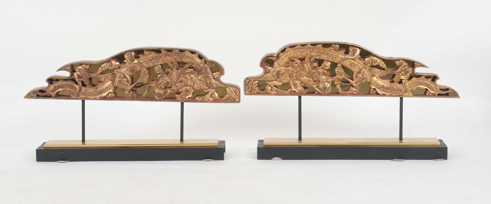 Pair of Chinese Carved Giltwood Dragons on Custom Stands (1 of 10)