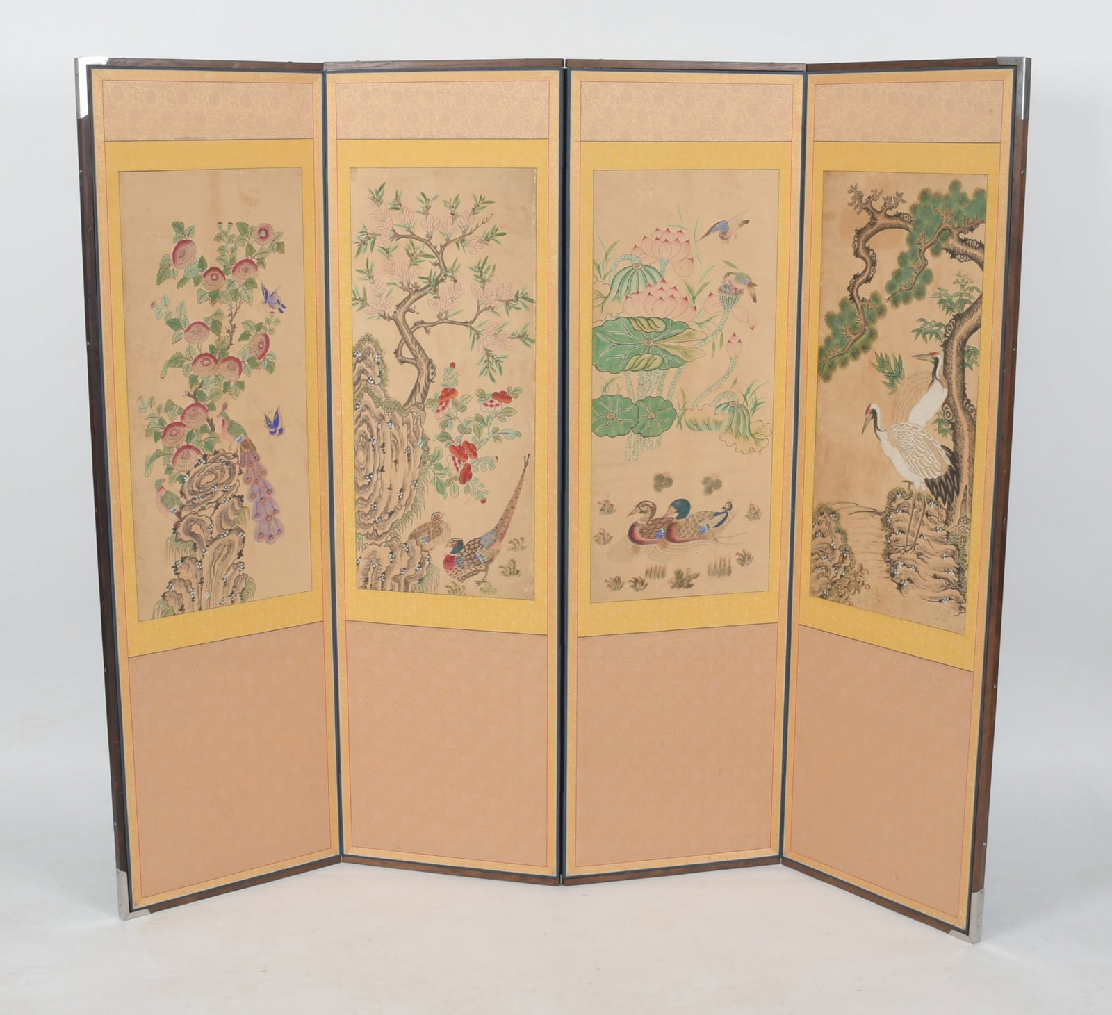 A Four Panel Korean Screen, Birds and Flowers (1 of 10)