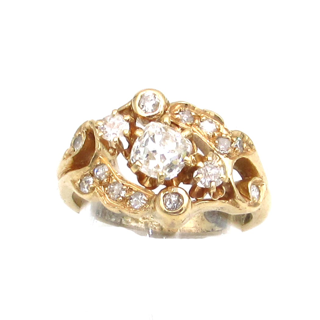 14K Gold Old Mine Cut Diamond Ring (1 of 3)
