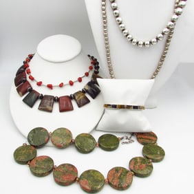 Six-Piece Sterling Native American Mexican Necklace