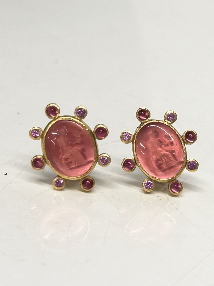Elizabeth Locke 19K Gold Pink Sapphire Earrings (1 of 2)