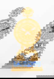 E.F. Caldwell, New York Gilt Bronze and Lapis Lazuli Timepiece