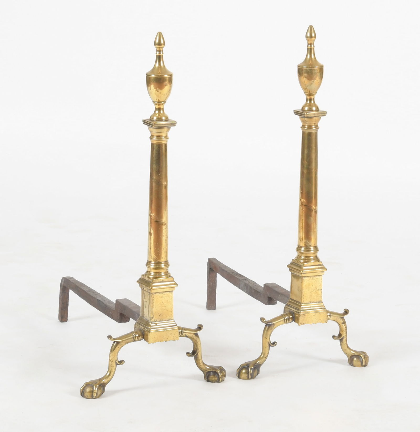 Pair of Federal Brass Andirons, Philadelphia or New York, Circa 1795 (1 of 8)