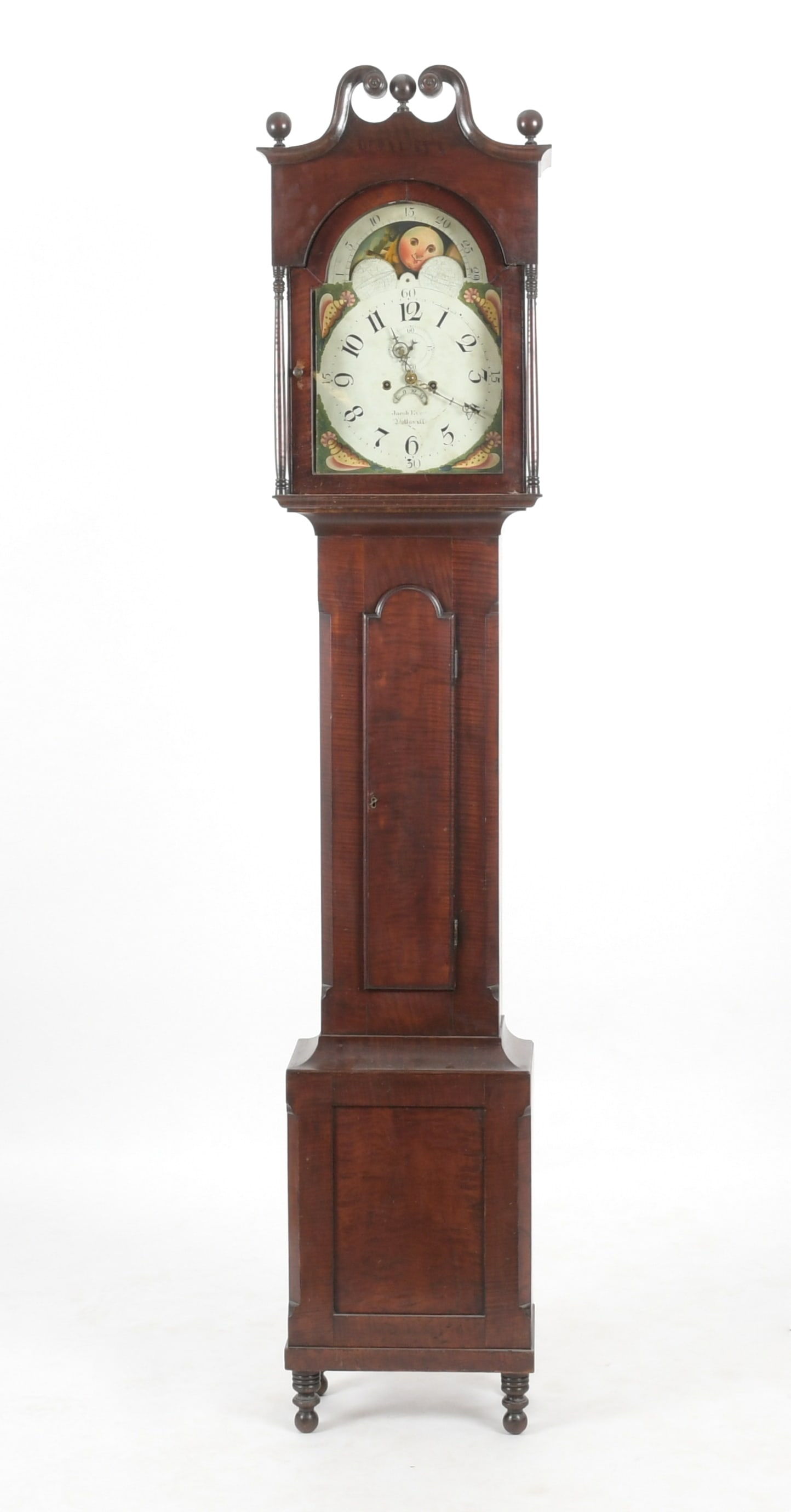 Pennsylvania Tiger Maple Tall Case Clock, Jacob Eyer, Pottsville (1 of 14)