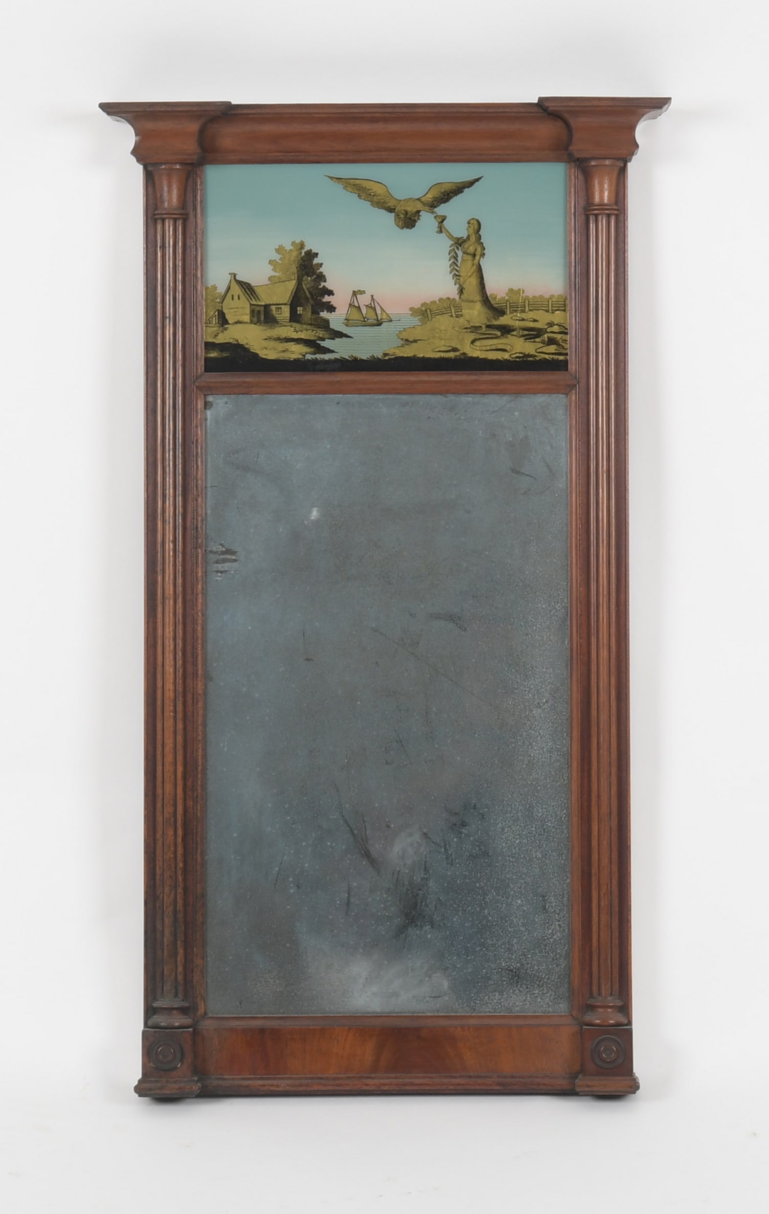 Federal Carved Mahogany Eglomise Pier Mirror, 19th Century (1 of 8)