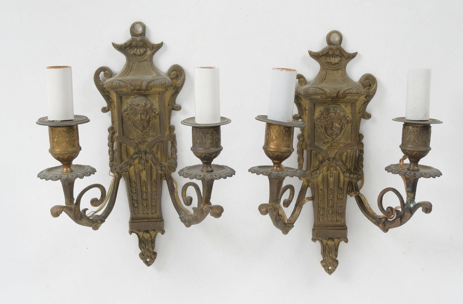 Pair of Neoclassical Style Gilt Bronze Two Light Wall Sconces (1 of 7)