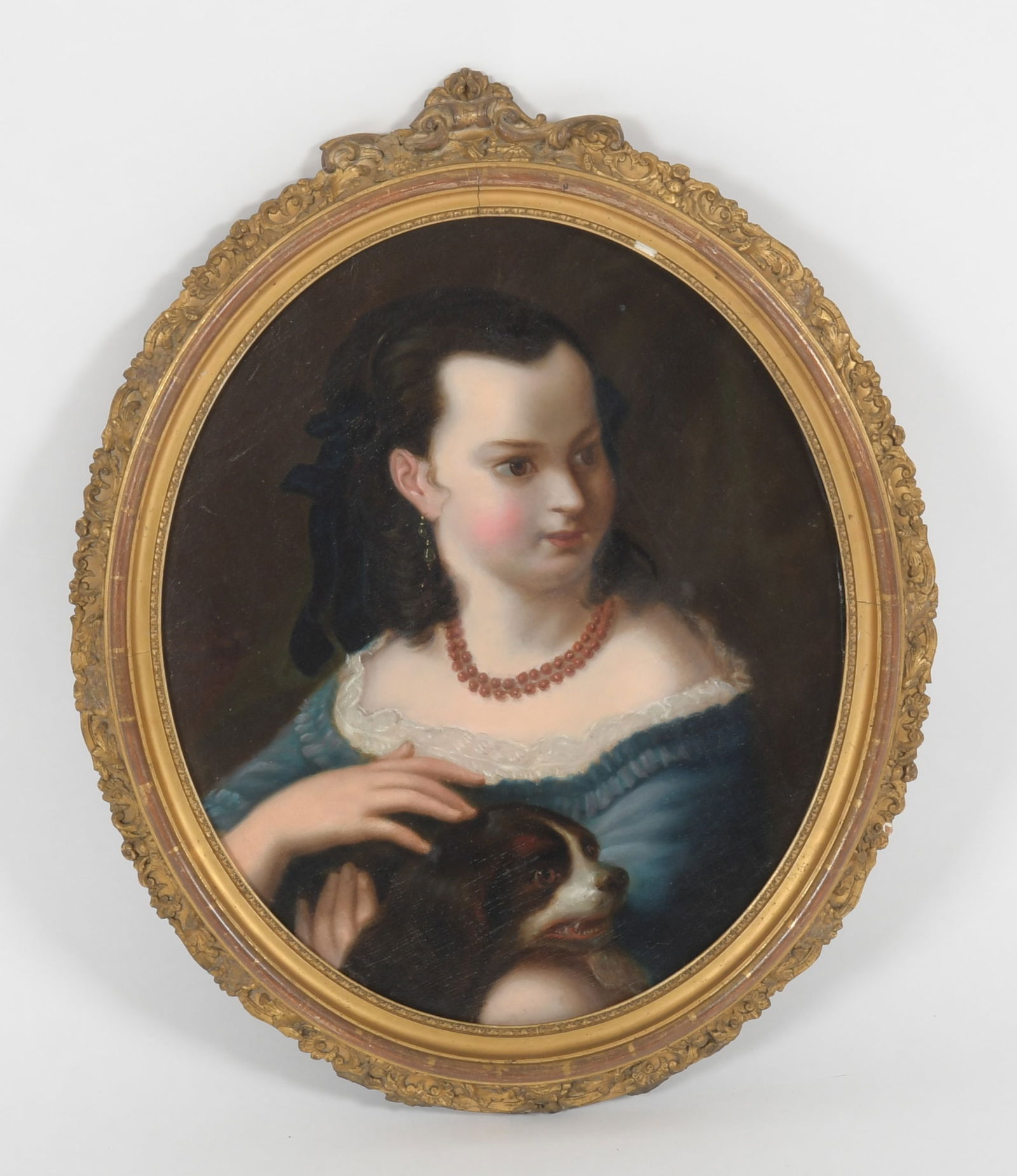 English School, Portrait of a Girl with Dog, 19th Century (1 of 6)