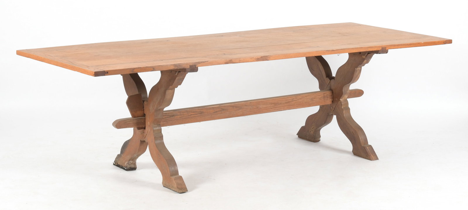 Large Bench-Made Oak Sawbuck Dining Table (1 of 10)