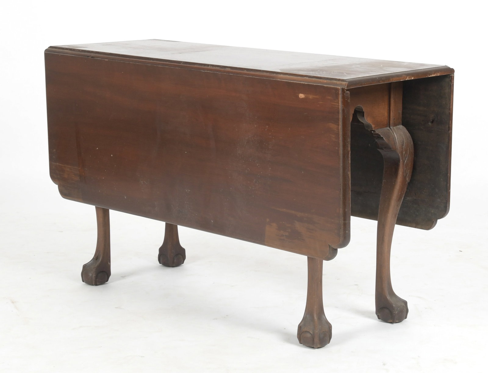 Chippendale Style Carved Mahogany Drop-Leaf Dining Table (1 of 11)