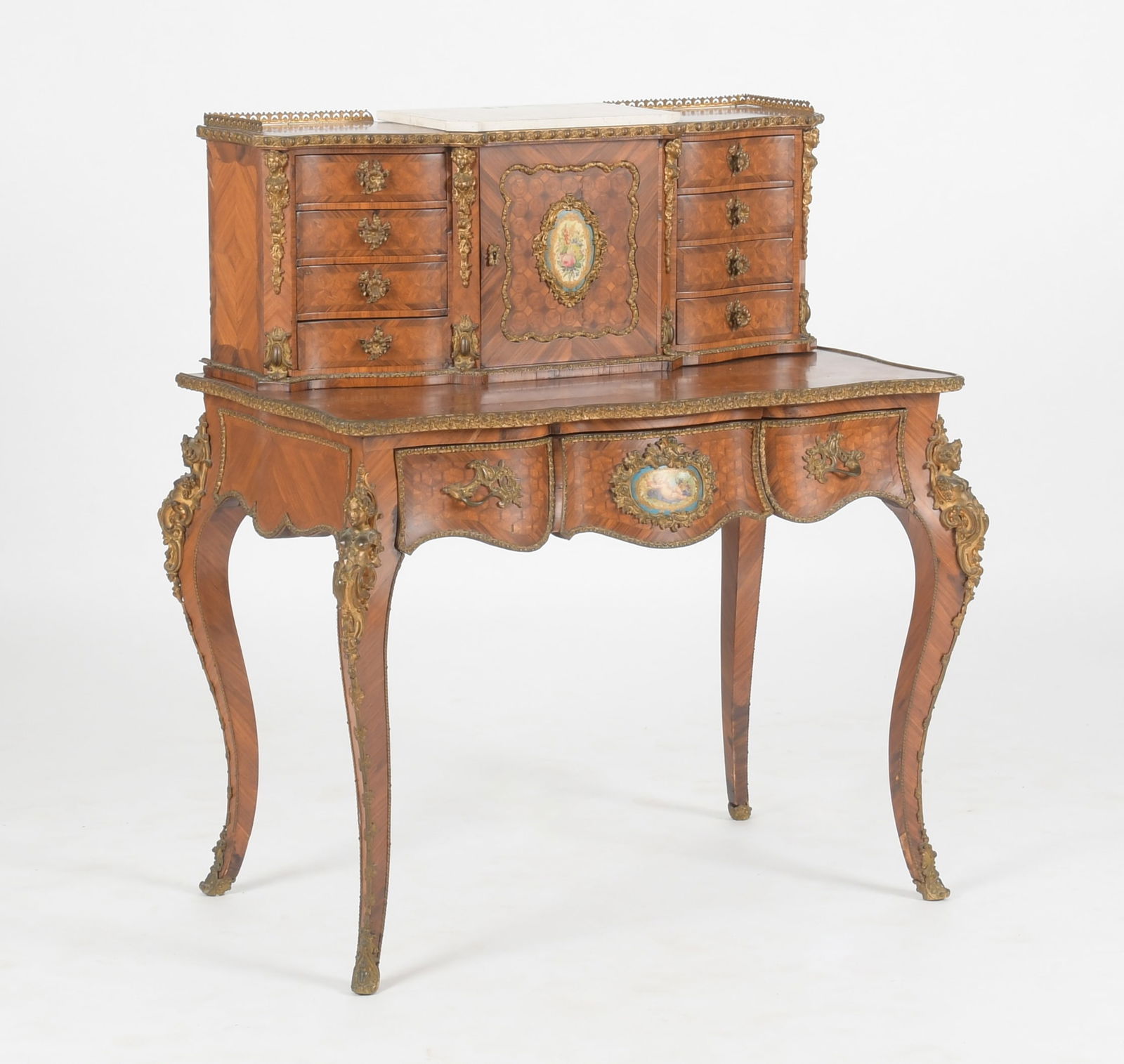 Napoleon III Bronze Mounted Parquetry Inlaid Kingwood Bonheur du Jour (1 of 13)