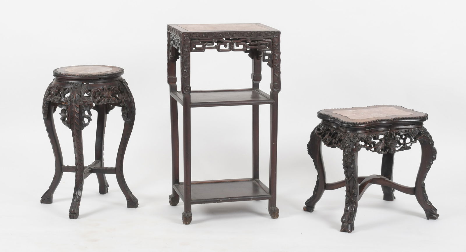 Three Chinese Carved Rosewood Pedestal Stands (1 of 14)