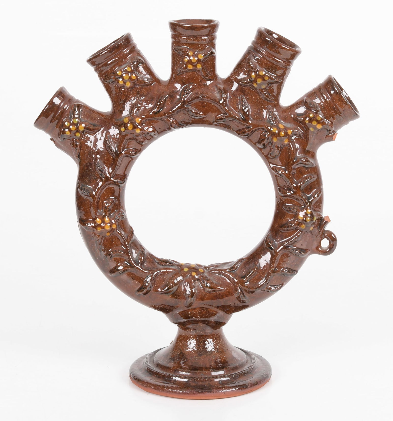 Foltz Pottery Redware Ring Vase, Reinholds, Pennsylvania, Dated 1975 (1 of 8)