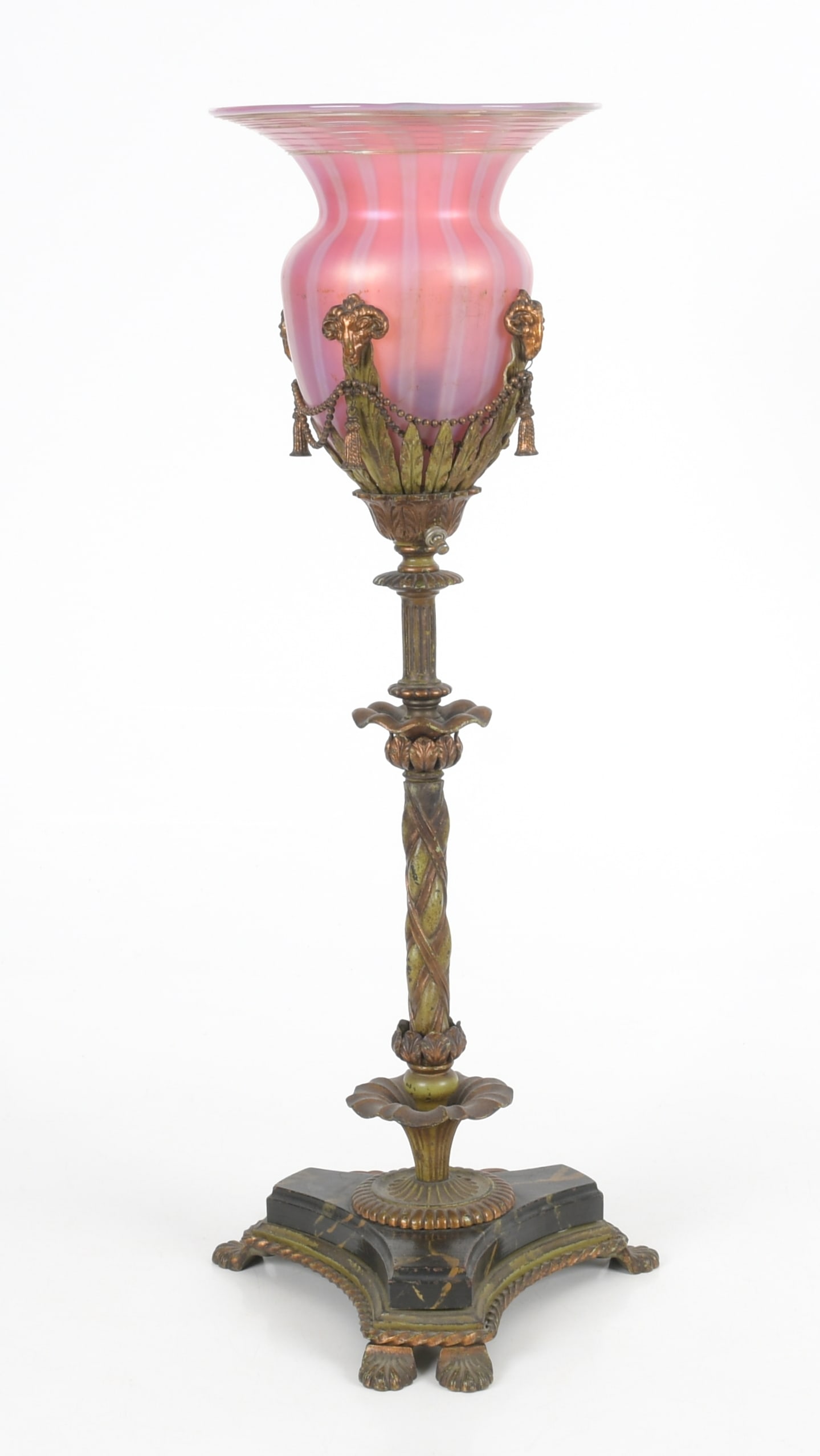 An Art Deco Period Cast Iron Lamp, Crest/Steuben (1 of 10)