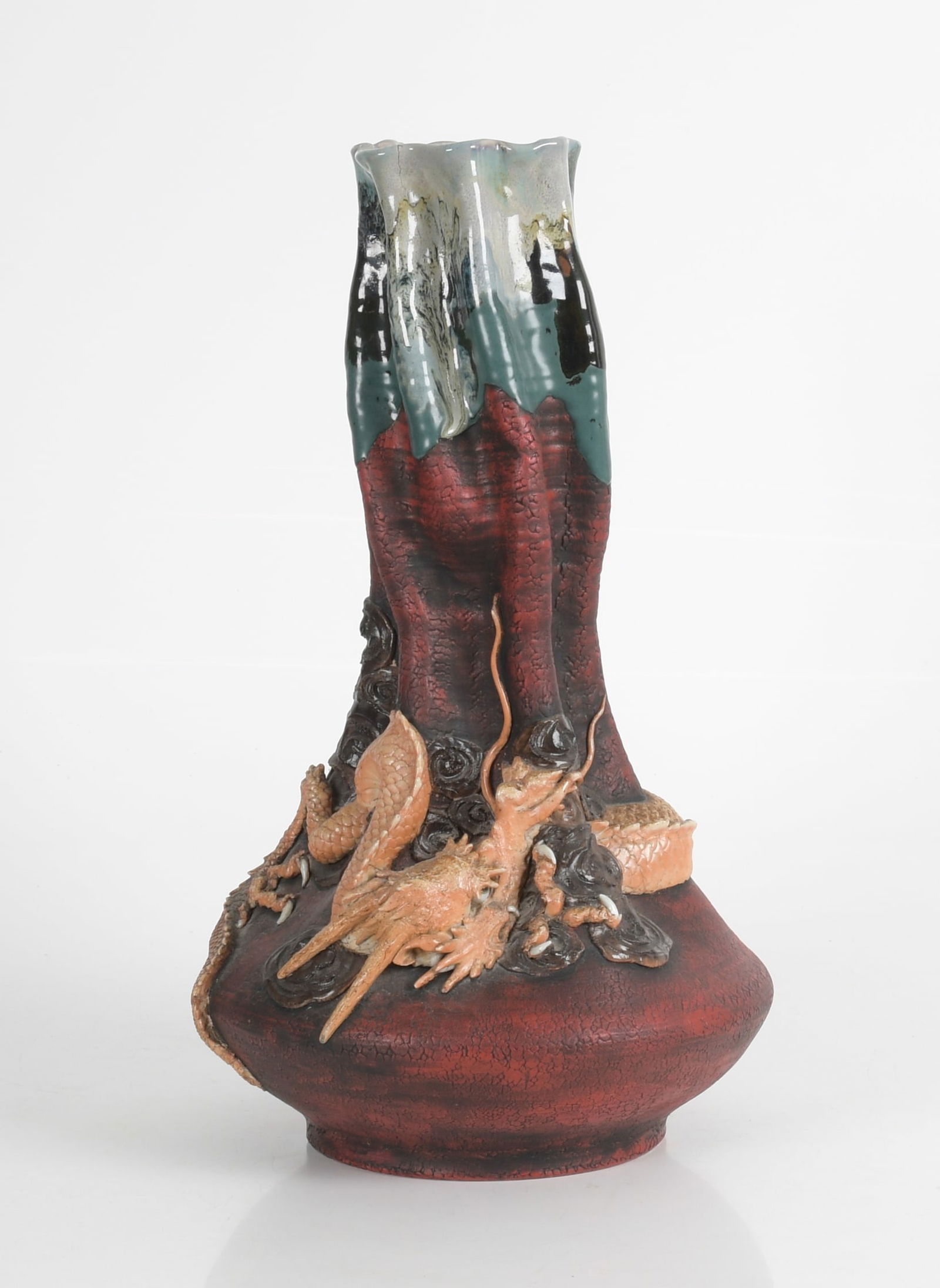 A Large Japanese Sumida Gawa Pottery Vase (1 of 6)
