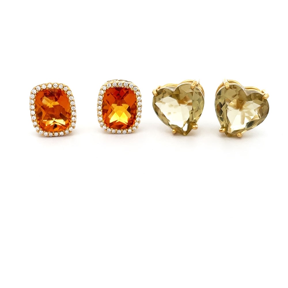 Two Pairs of 14K Diamond and Citrine Earrings (1 of 3)