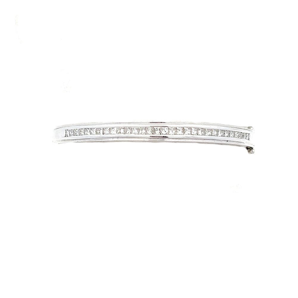 An 18K White Gold Princess Cut Diamond Bangle Bracelet (1 of 2)