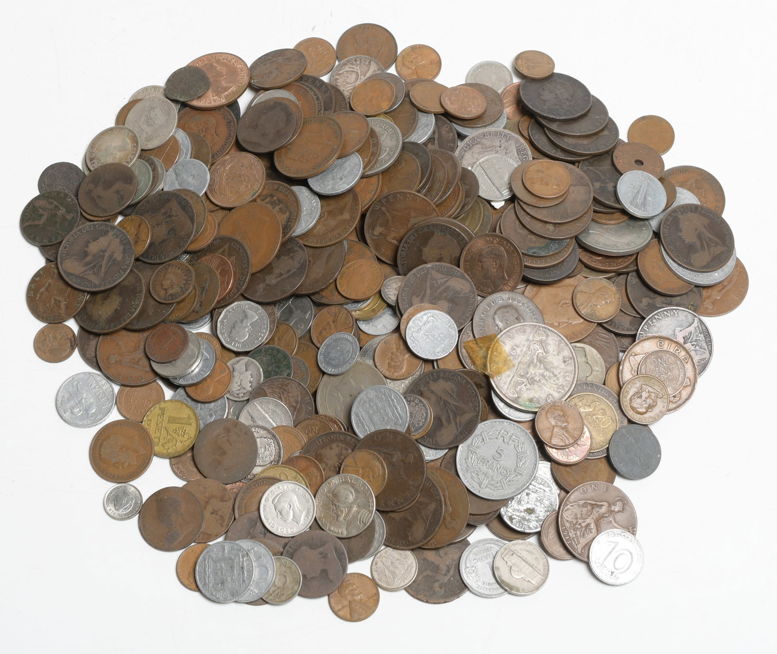 Over 400 Foreign and U.S. Coins: Various countries, periods and values, some silver examples. Provenance: from a local estate. 