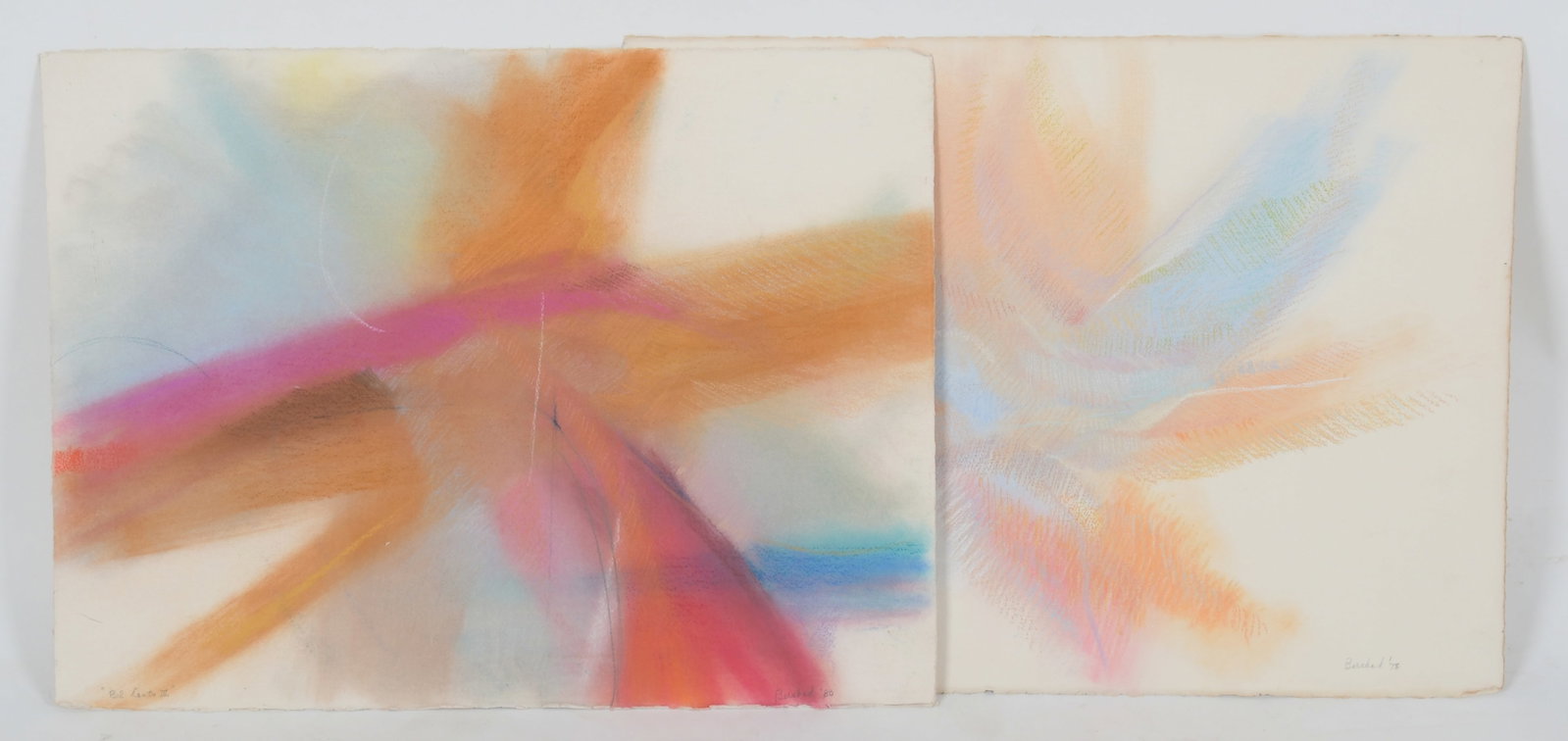 Helen Bershad (American, 1934) Two Pastels: Two pastels on paper, Rosetta Earth IV signed and dated for 1978 and Bel Canto III, signed and dated for 1980. Helen Bershad's work is devoted to exploring color, form, space, and line as th