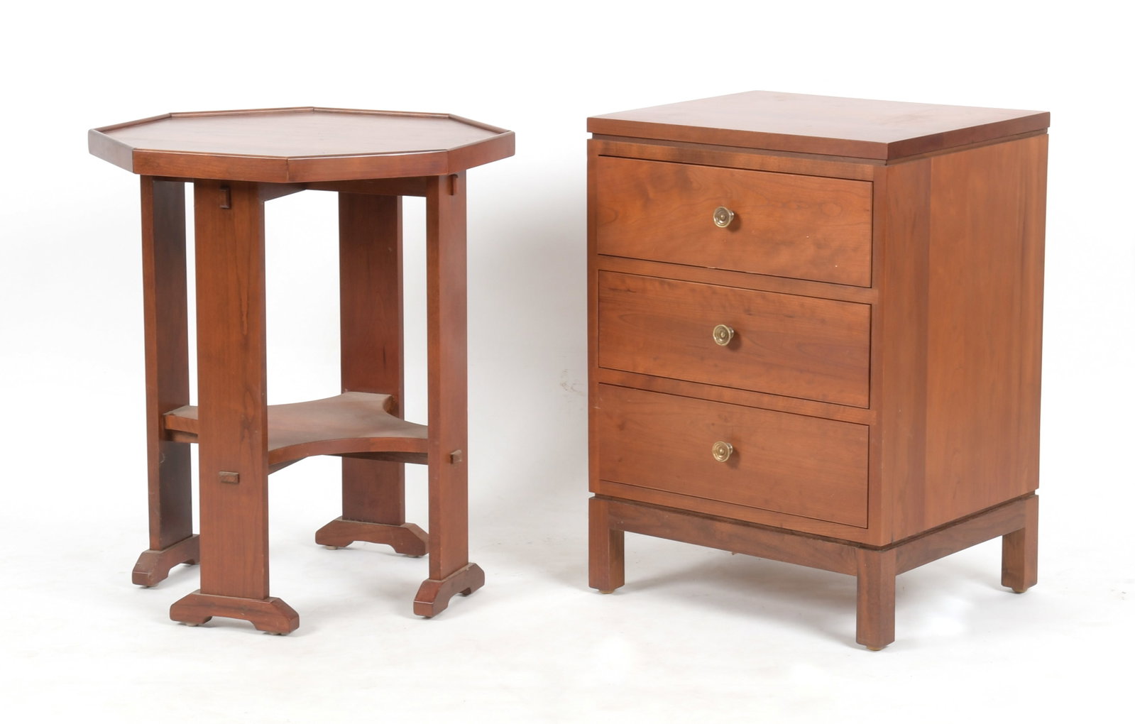Stickley Arts and Crafts Style Octagonal Cherry Lamp Table: An Arts and Crafts Style Octagonal Cherry Lamp Table, Stickley, Modern. With manufacturer's brand and applied label to the underside with a manufacture date of April 27, 2010. Together with&n