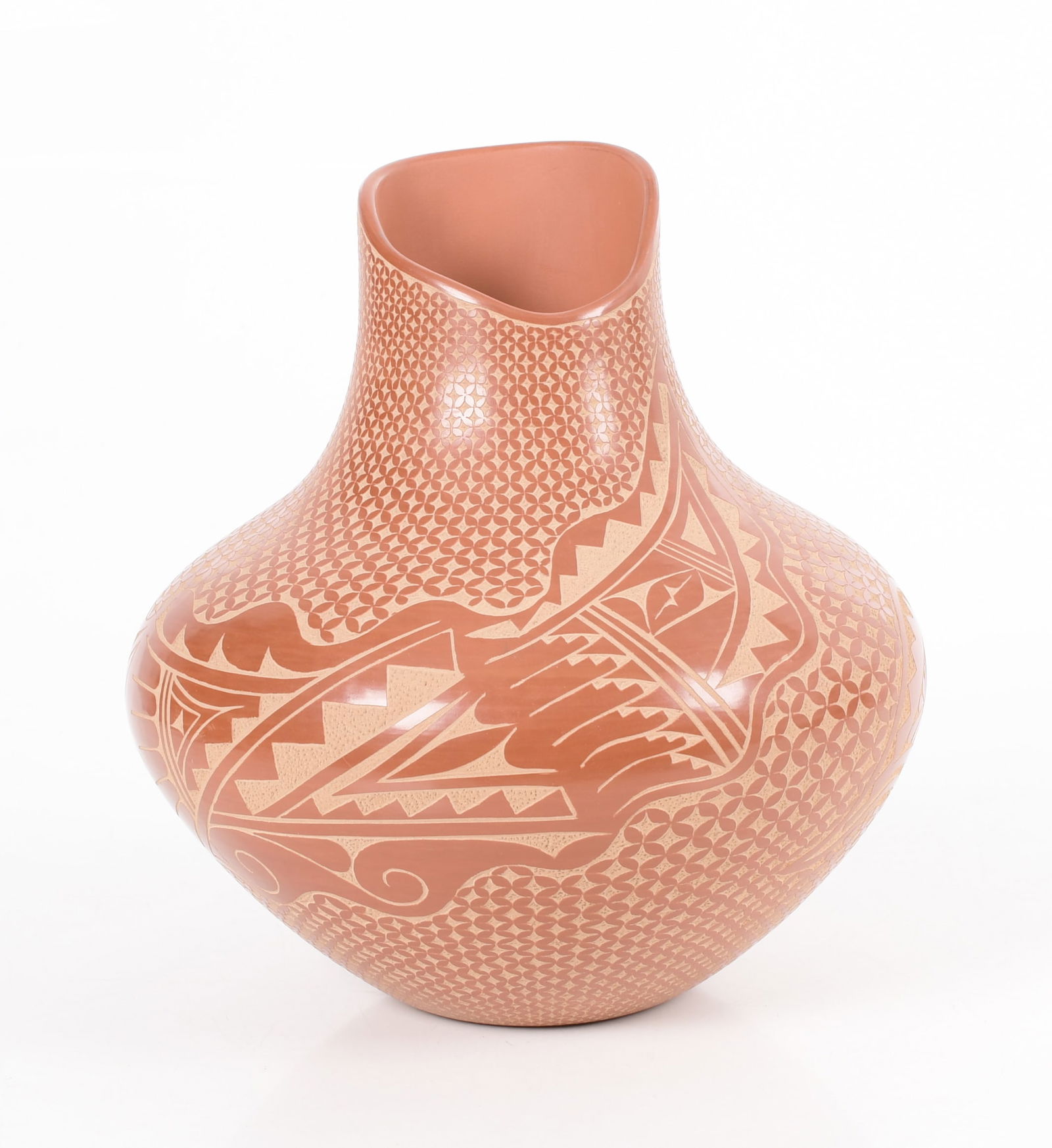 Carol Vigil (Jemez, b. 1960) Sgraffito Redware Pottery (1 of 5)