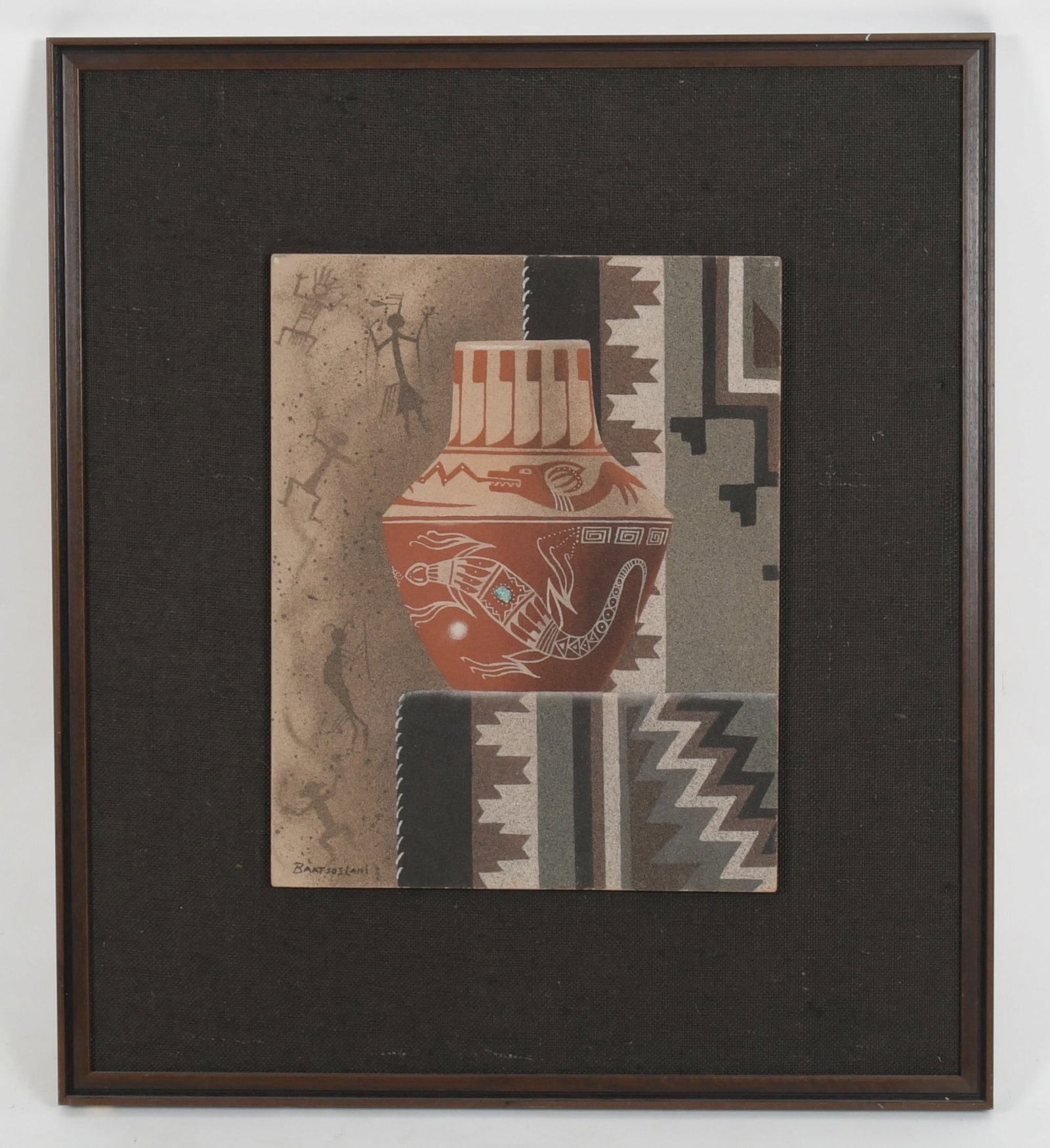 Eugene Baatsoslanii Joe (b 1951) Navajo Sand Painting, Jar (1 of 5)