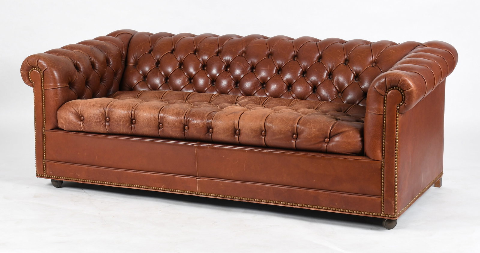 A Brown Tufted Leather Chesterfield Sofa, Modern (1 of 8)