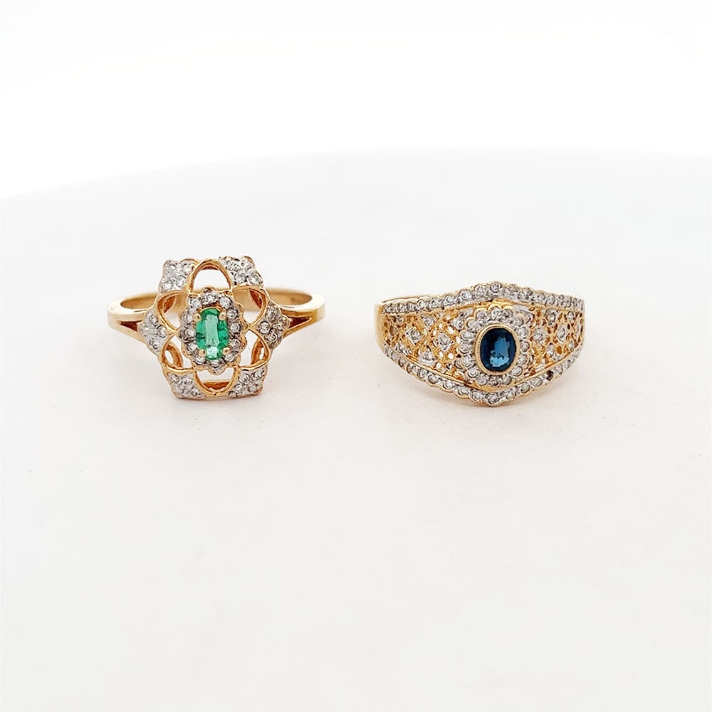 Two 14K Gemstone and Diamond Rings (1 of 6)