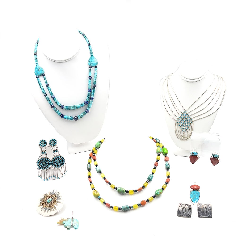Fifteen Silver Native American Necklace Earring Jewelry (1 of 13)