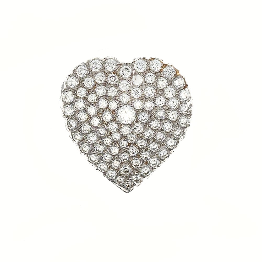 18K 3.25ct Pave Diamond Heart Pendant / Pin (1 of 2)