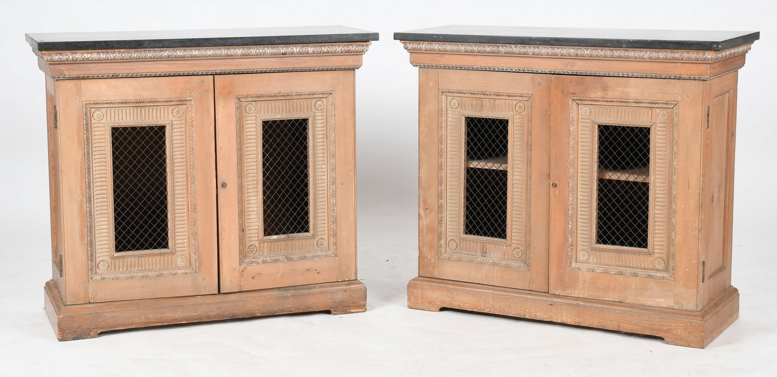 Pair of North European Neoclassical Carved Pine and Marble Cabinets (1 of 9)