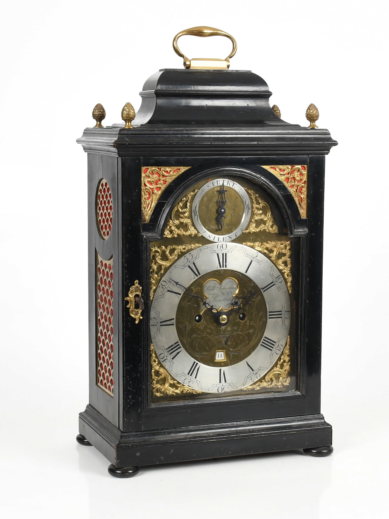 George II Ebonized Bracket Clock, William Valentine, Royston, Mid 18th Century (1 of 13)