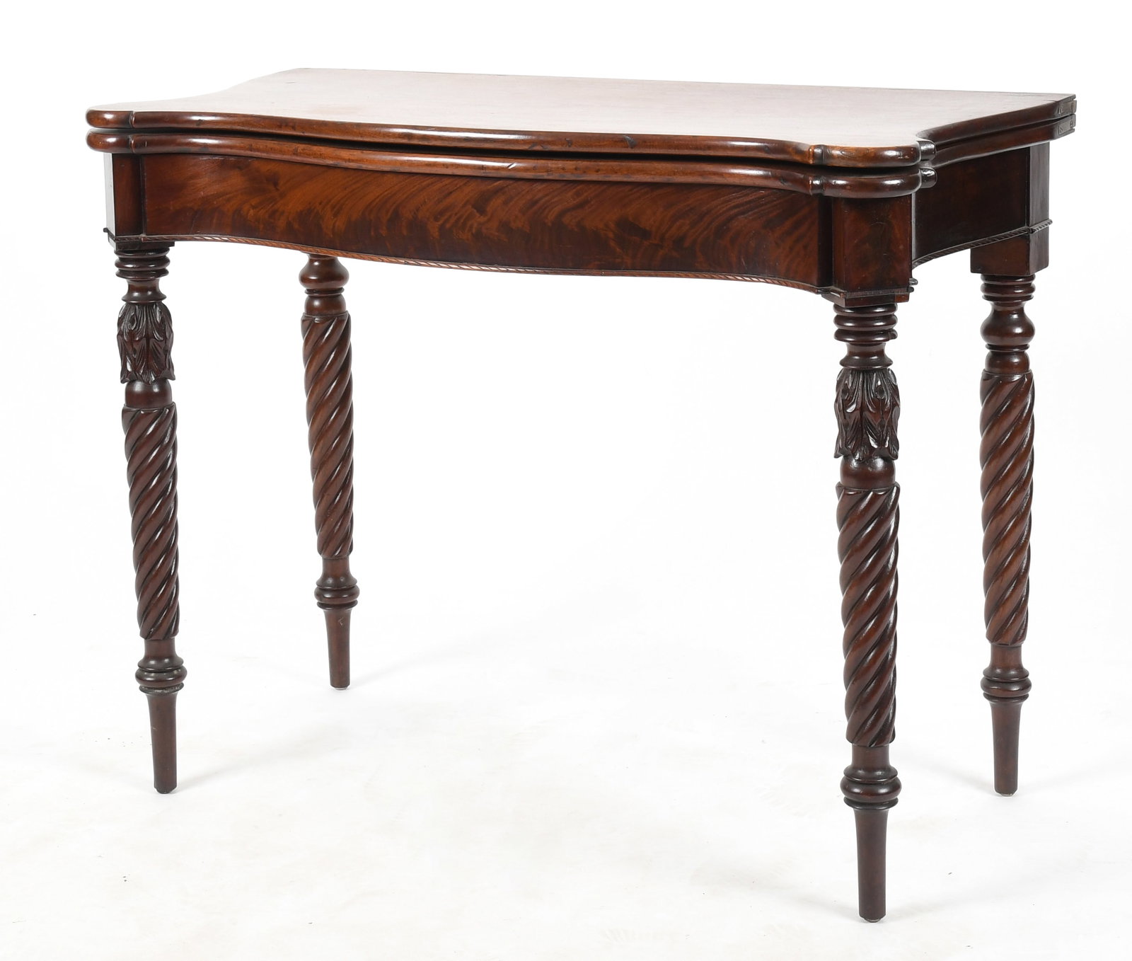 Late Federal Carved Mahogany Fold-Top Card Table, 19th Century (1 of 12)