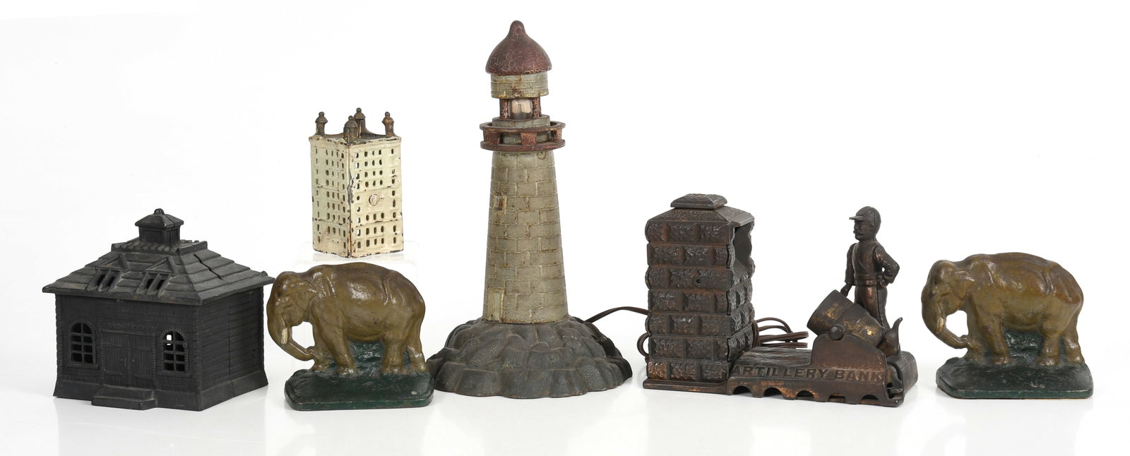 A Group of Cast Iron Items, Banks and Lamp (1 of 11)
