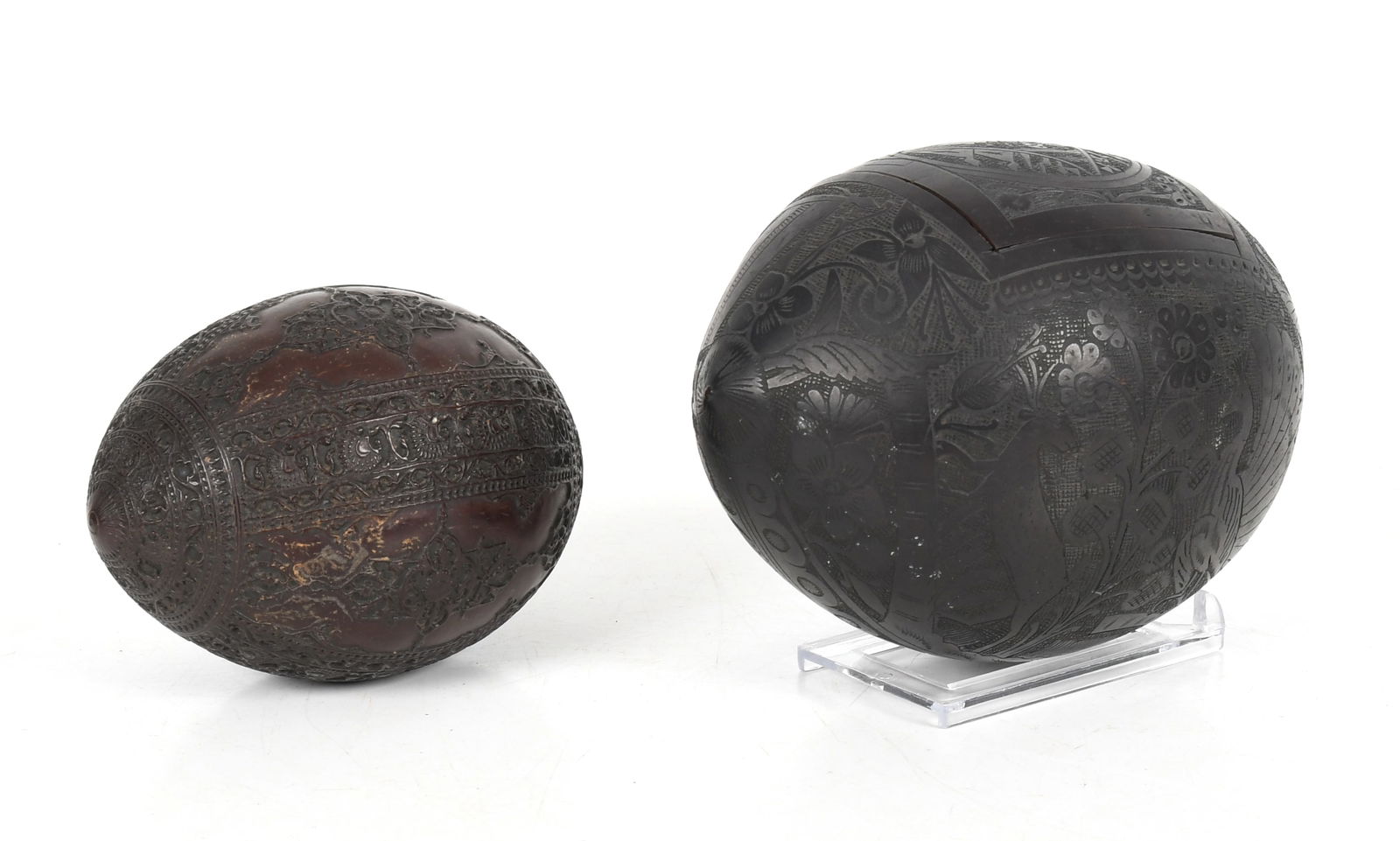 Two Antique Carved Coconut Shells (1 of 12)
