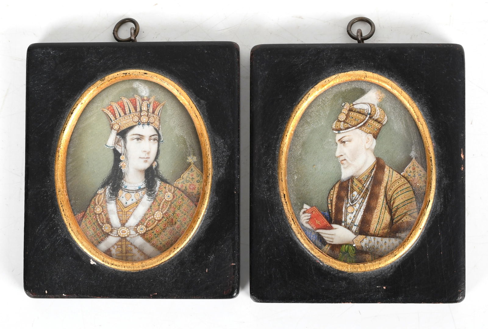 Pair of Portrait Miniatures; a Mughal Emperor and Empress (1 of 6)
