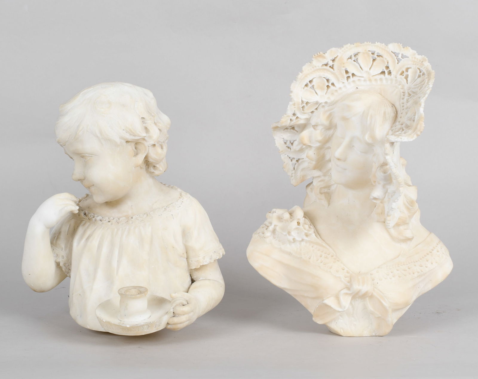 Two Continental Carved Alabaster Busts, 19th Century (1 of 9)