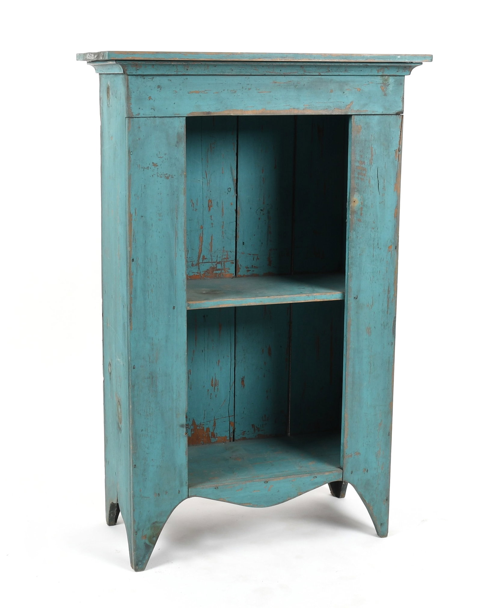American Country Blue-Painted Open Cupboard (1 of 8)