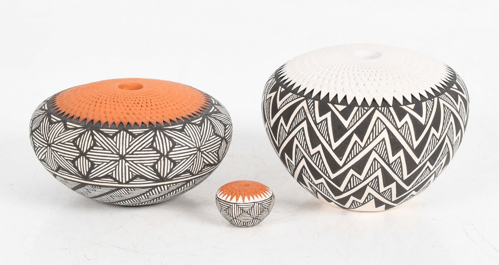 Adrienne Roy Keene (Acoma Pueblo) Three Native American Pottery Seed Pots (1 of 10)