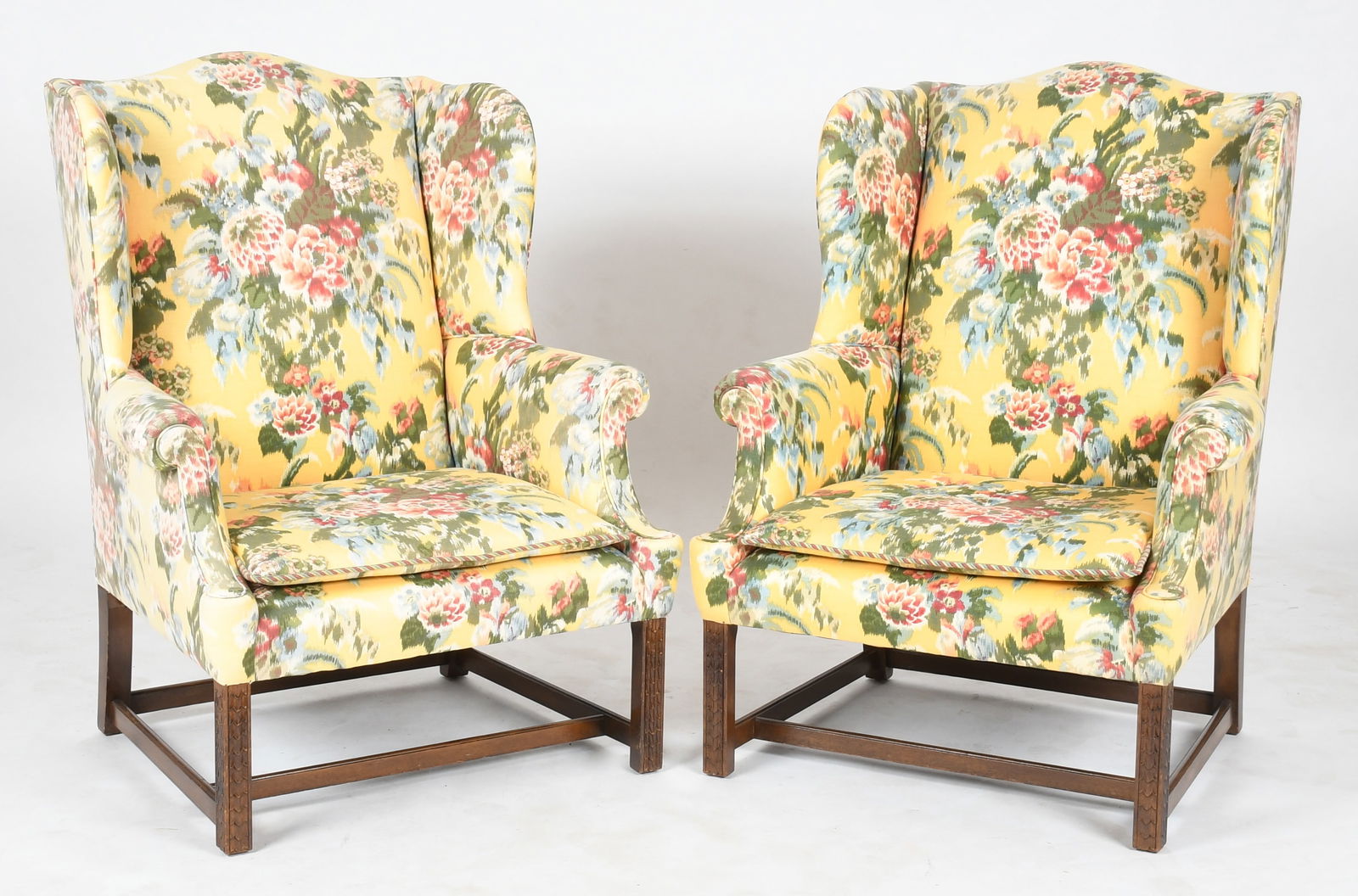 Pair of George III Style Fully Upholstered Wingback Chairs (1 of 7)