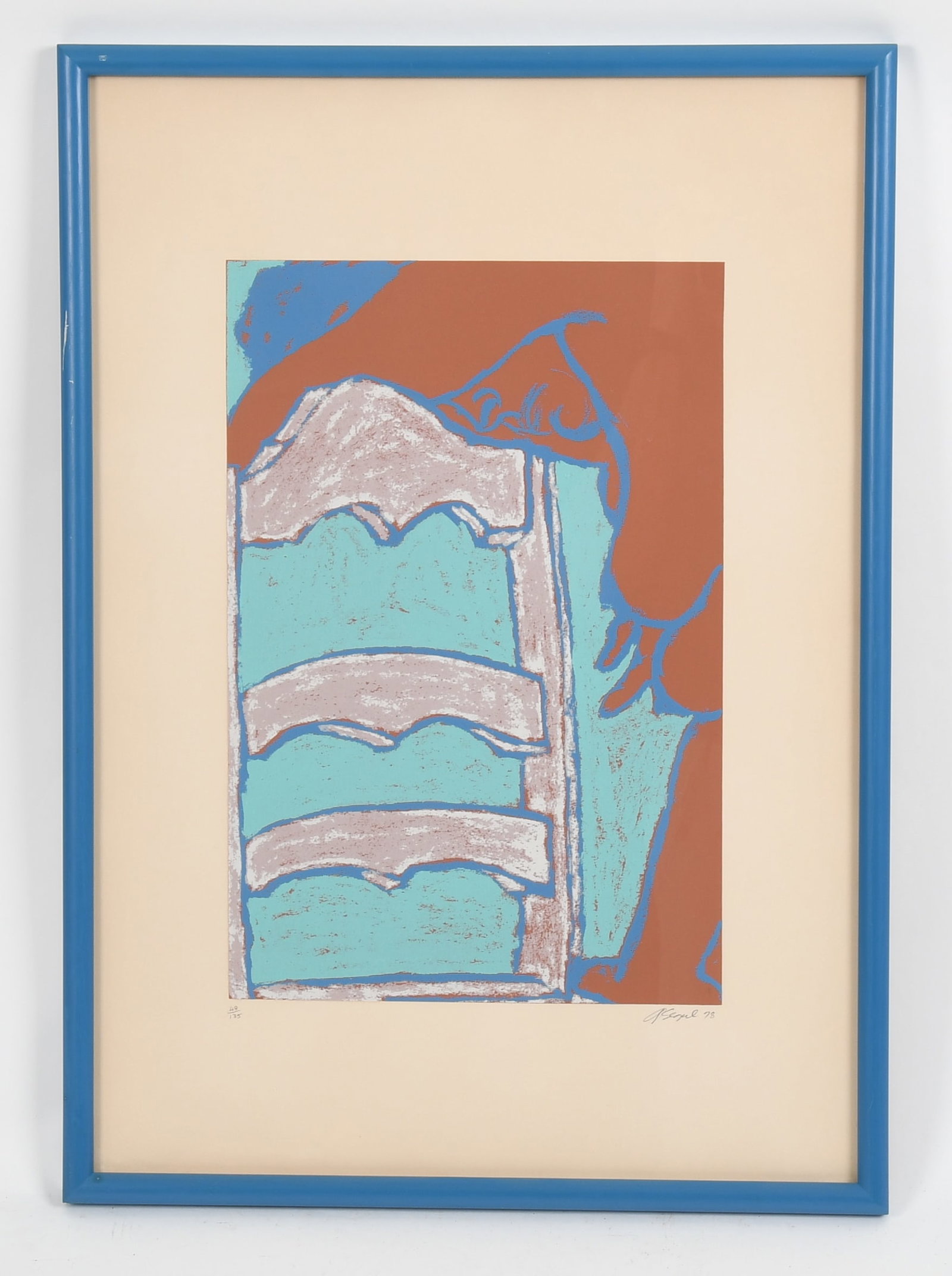 George Segal (American, 1924-2000) Color Serigraph: George Segal (American, 1924-2000) Color Serigraph 'Nude with Chair', signed and dated for 1978 and numbered 48/135. Dimensions: the image size is 18in x 12in, the frame 28in x 20i
