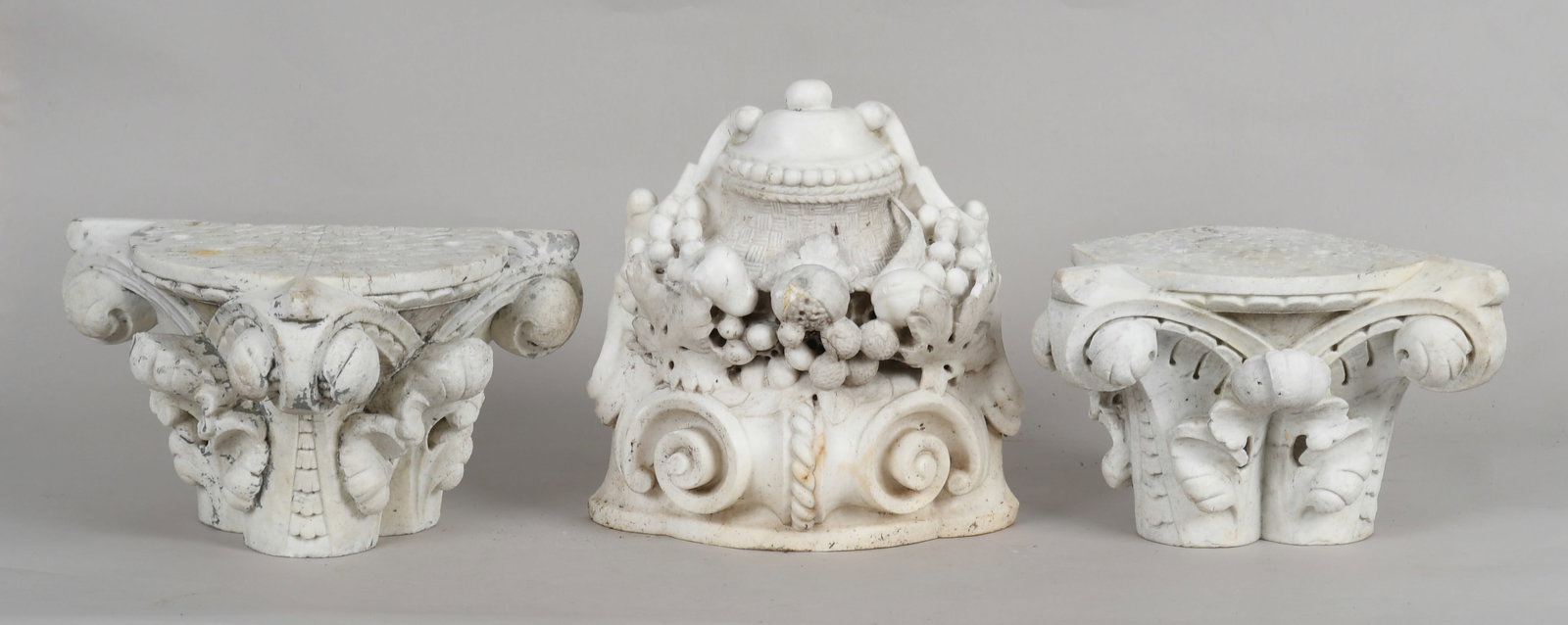 Three Carved Marble Column Capitals, 19th Century (1 of 12)