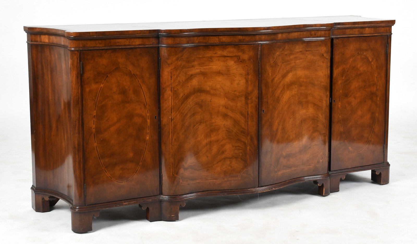 Baker Furniture George III Style Inlaid Mahogany Breakfront Side Cabinet (1 of 11)