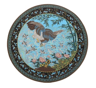 A Monumental Japanese Cloisonne Charger