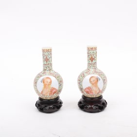 A Pair of Miniature Chinese Eggshell Porcelain Vases